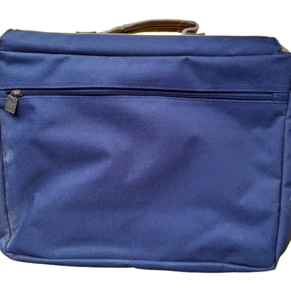 LEED'S Large Blue Multi-Compartment Laptop Bag w/ Secure Clasp Closure - OS